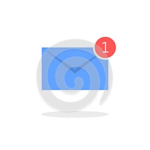 Blue letter icon. New email notification