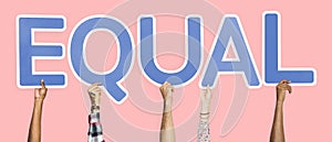 Blue letters forming the word equal