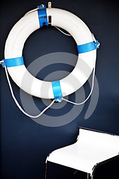 Blue lifesaver with chair