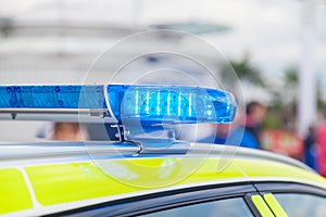 Blue light bar on a swedish police