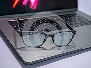 Blue light blocking glasses. Black frame glasses for filtering blue light from the computer. Prevent Computer Vision Syndrome. Eye