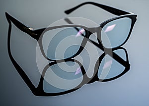 Blue light blocking glasses. Black frame glasses for filtering blue light from the computer. Prevent Computer Vision Syndrome. Eye