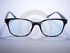 Blue light blocking glasses. Black frame glasses for filtering blue light from the computer. Prevent Computer Vision Syndrome. Eye