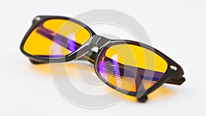 Blue light blocking glasses with yellow lenses