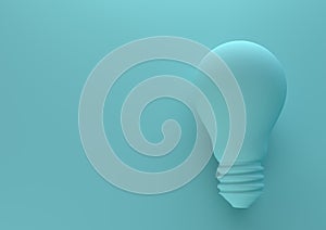 Blue light bulb on bright blue background in pastel colors