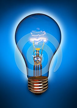 Blue light bulb with glow