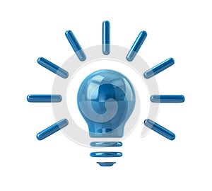 Blue Light Bulb Icon 3d illustration