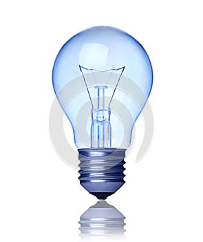 Blue light bulb isolated