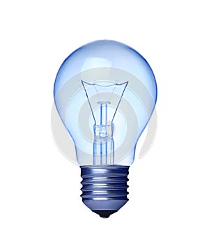 Blue light bulb isolated