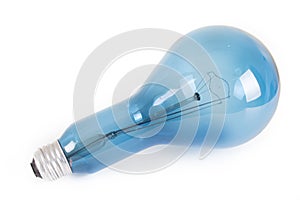 Blue Light bulb isolated white background.