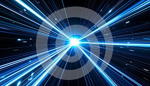 Blue Light Data Stream Abstract Background with Digital Speed Lines