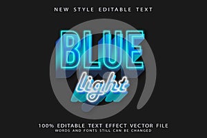 Blue Light editable text effect 3D emboss neon style