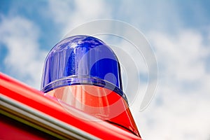 Blue light of a fire truck oldtimer