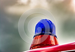 Blue light of a fire truck oldtimer