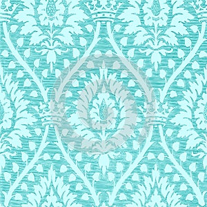 Blue light floral seamless pattern with crown vintage background
