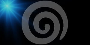 Blue light ray or sun beam vector background.