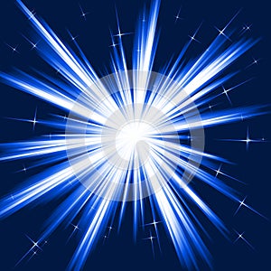 Blue light, star burst, stylised fireworks