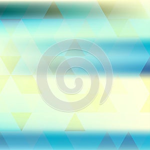 Blue and light yellow blurred background with triangles. Vector