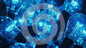 Blue Lightbulbs with Ideas, and Glow