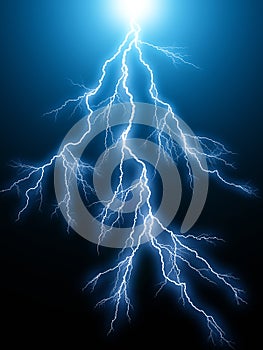 Blue lightning arc electric discharge