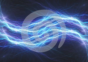 Blue lightning bolt, abstract electrical plasma