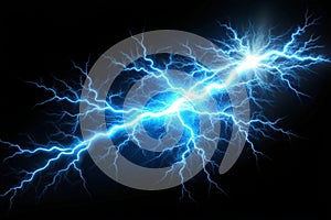 Blue lightning bolt and thunderstorm isolated