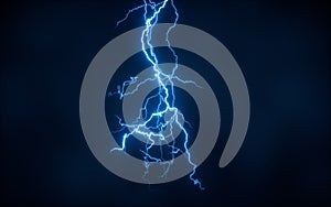 Blue lightning with dark background, 3d rendering