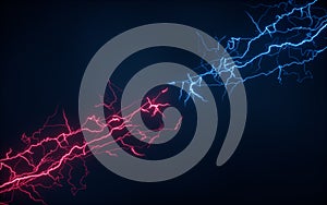 Blue lightning with dark background, 3d rendering photo