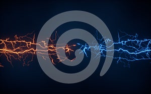 Blue lightning with dark background, 3d rendering