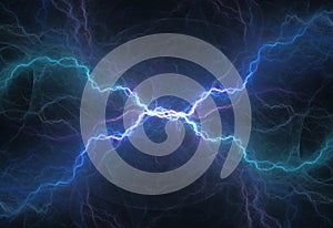 Blue lightning and plasma background, abstract energy background