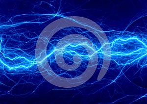 Blue lightning, plasma and electrical background