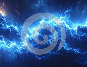 Blue lightning waveform abstract background digital 3d render