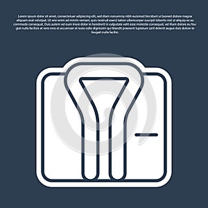 Blue line Bathrobe icon isolated on blue background. Vector