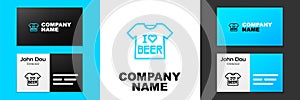 Blue line Beer T-shirt icon isolated on white background. Logo design template element. Vector