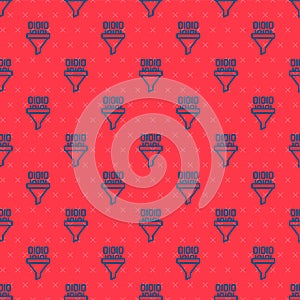 Blue line Binary code icon isolated seamless pattern on red background. Vector