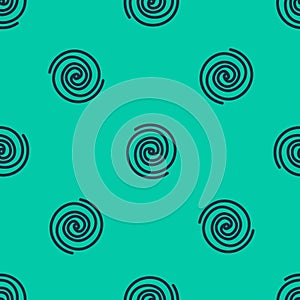 Blue line Black hole icon isolated seamless pattern on green background. Space hole. Collapsar. Vector Illustration