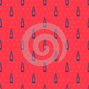 Blue line Bullet icon isolated seamless pattern on red background. Vector