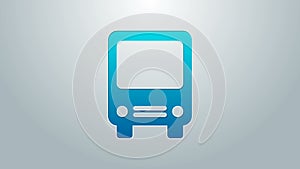 Blue line Bus icon isolated on grey background. Transportation concept. Bus tour transport sign. Tourism or public