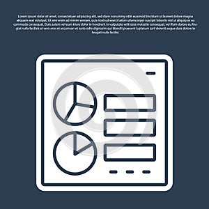 Blue line Computer api interface icon isolated on blue background. Application programming interface API technology