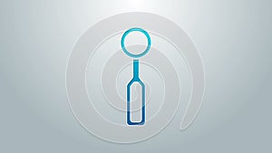 Blue line Dental inspection mirror icon isolated on grey background. Tool dental checkup. 4K Video motion graphic