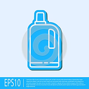 Blue line Fabric softener icon isolated on grey background. Liquid laundry detergent, conditioner, cleaning agent