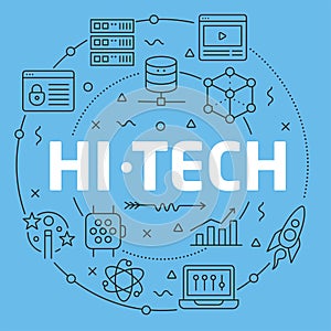 Blue Line Flat Circle illustration hitech
