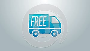 Blue line Free delivery service icon isolated on grey background. Free shipping. 24 hour and fast delivery. 4K Video