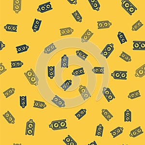 Blue line Gauge scale icon isolated seamless pattern on yellow background. Satisfaction, temperature, manometer, risk