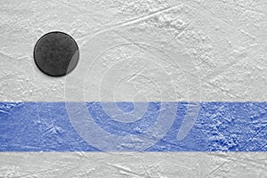 Blue line and hockey puck