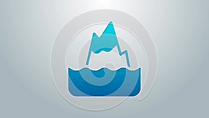 Blue line Iceberg icon isolated on grey background. 4K Video motion graphic animation