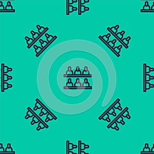 Blue line Jurors icon isolated seamless pattern on green background. Vector Illustration