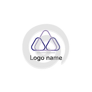 Blue line leaf logo name vector design template