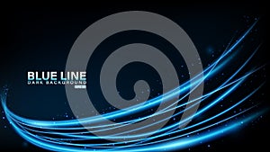 Blue line of light on dark background, Vector Illustration