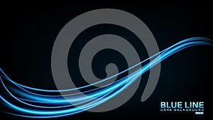 Blue line of light on dark background, Vector Illustration